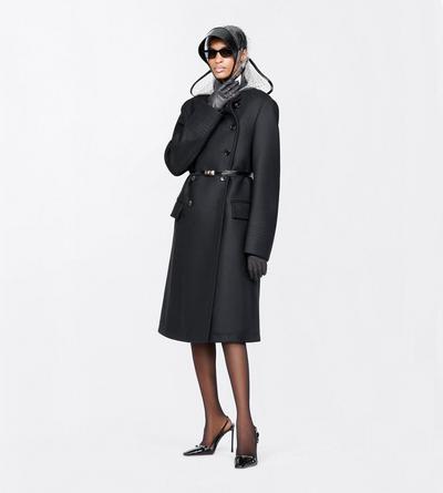 TOM FORD WOOL BLACK WOOL FELT FUNNEL NECK RELAXED FIT BRIDGE COAT