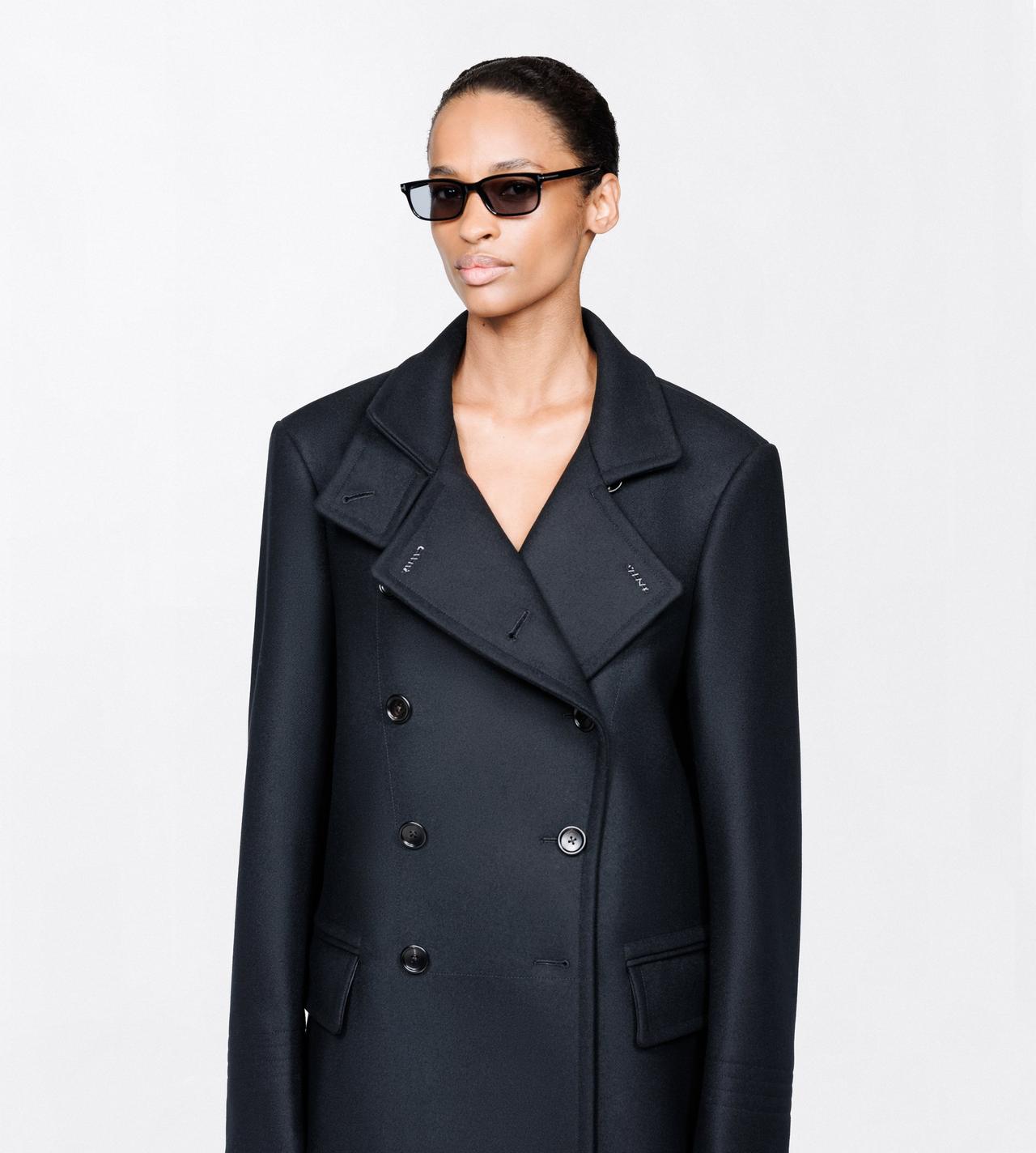 TOM FORD WOOL BLACK WOOL FELT FUNNEL NECK RELAXED FIT BRIDGE COAT