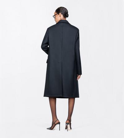 TOM FORD WOOL BLACK WOOL FELT FUNNEL NECK RELAXED FIT BRIDGE COAT