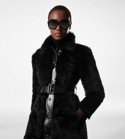 SHEARLING BELTED COAT image number 1