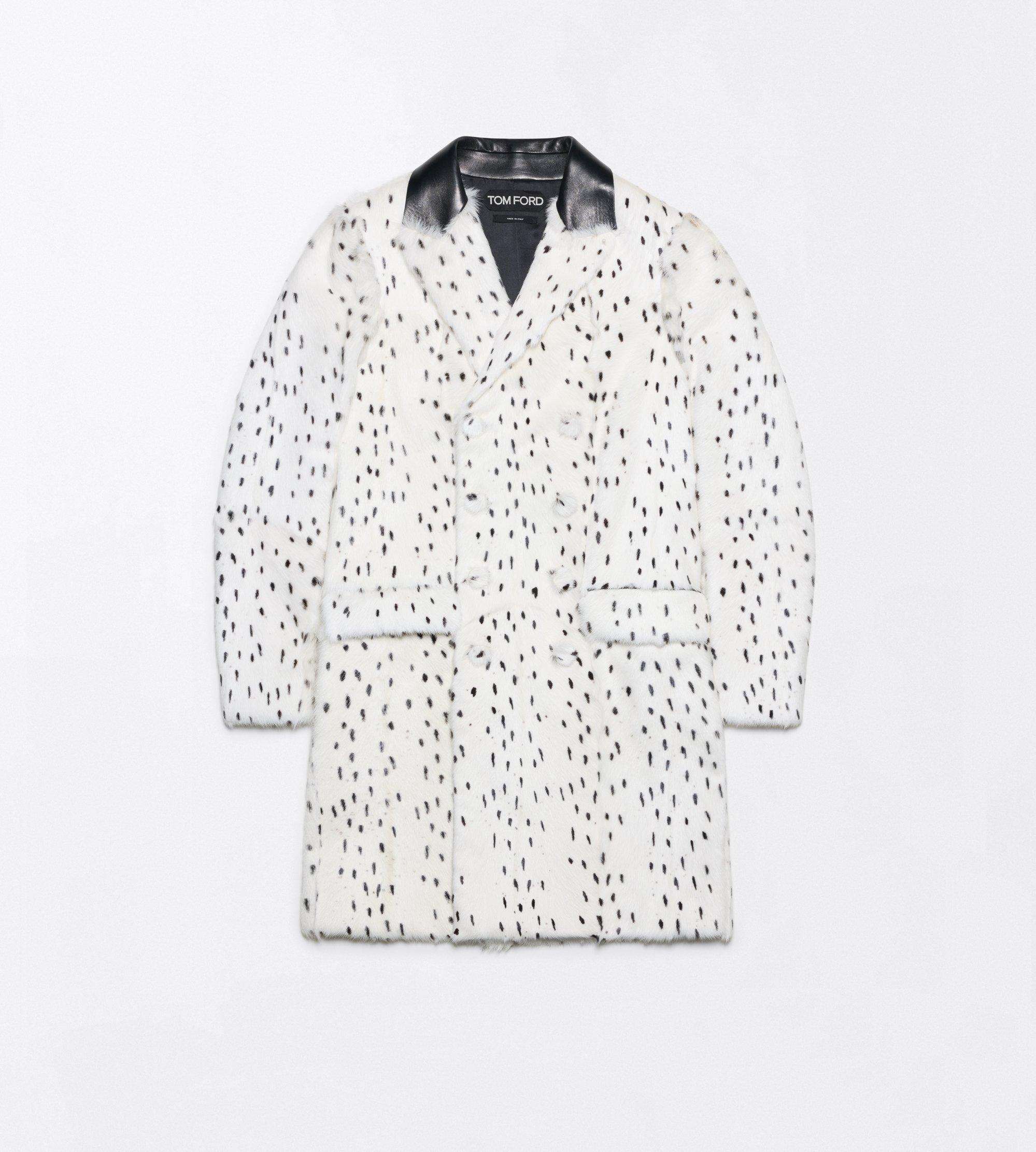 PRINTED LONG HAIR SHEARLING AND NAPPA LEATHER PEACOAT