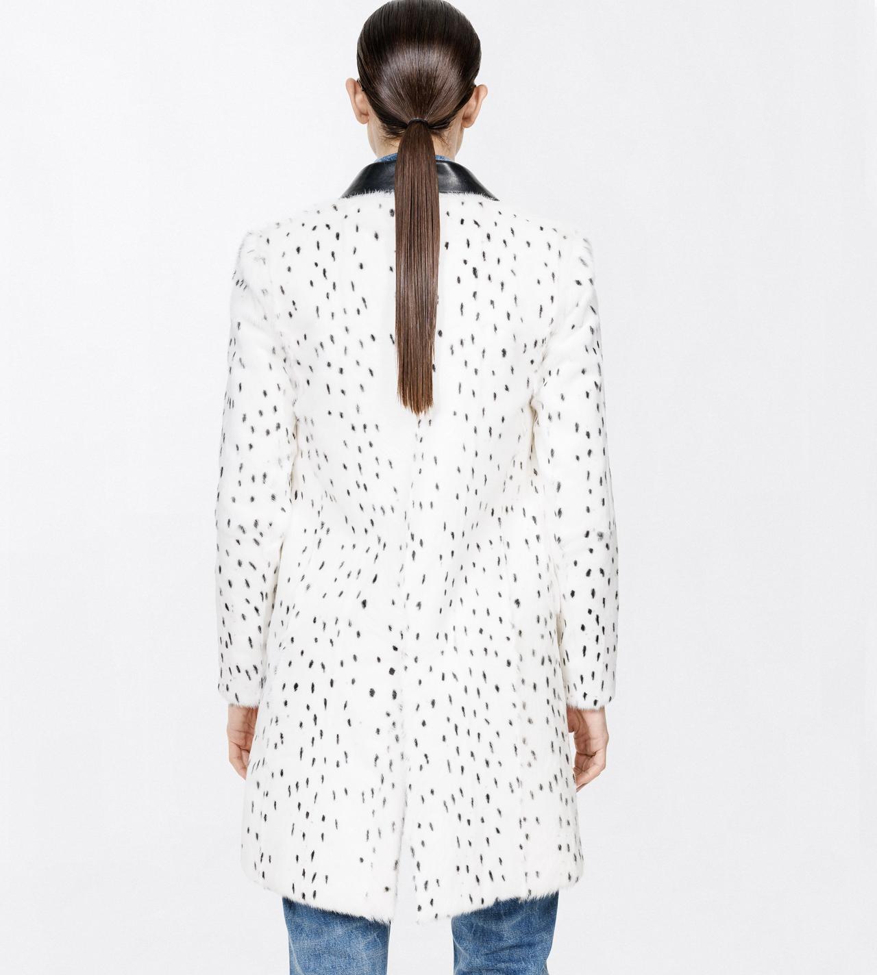 TOM FORD LEATHER WHITE & BROWN PRINTED LONG HAIR SHEARLING AND NAPPA LEATHER PEACOAT