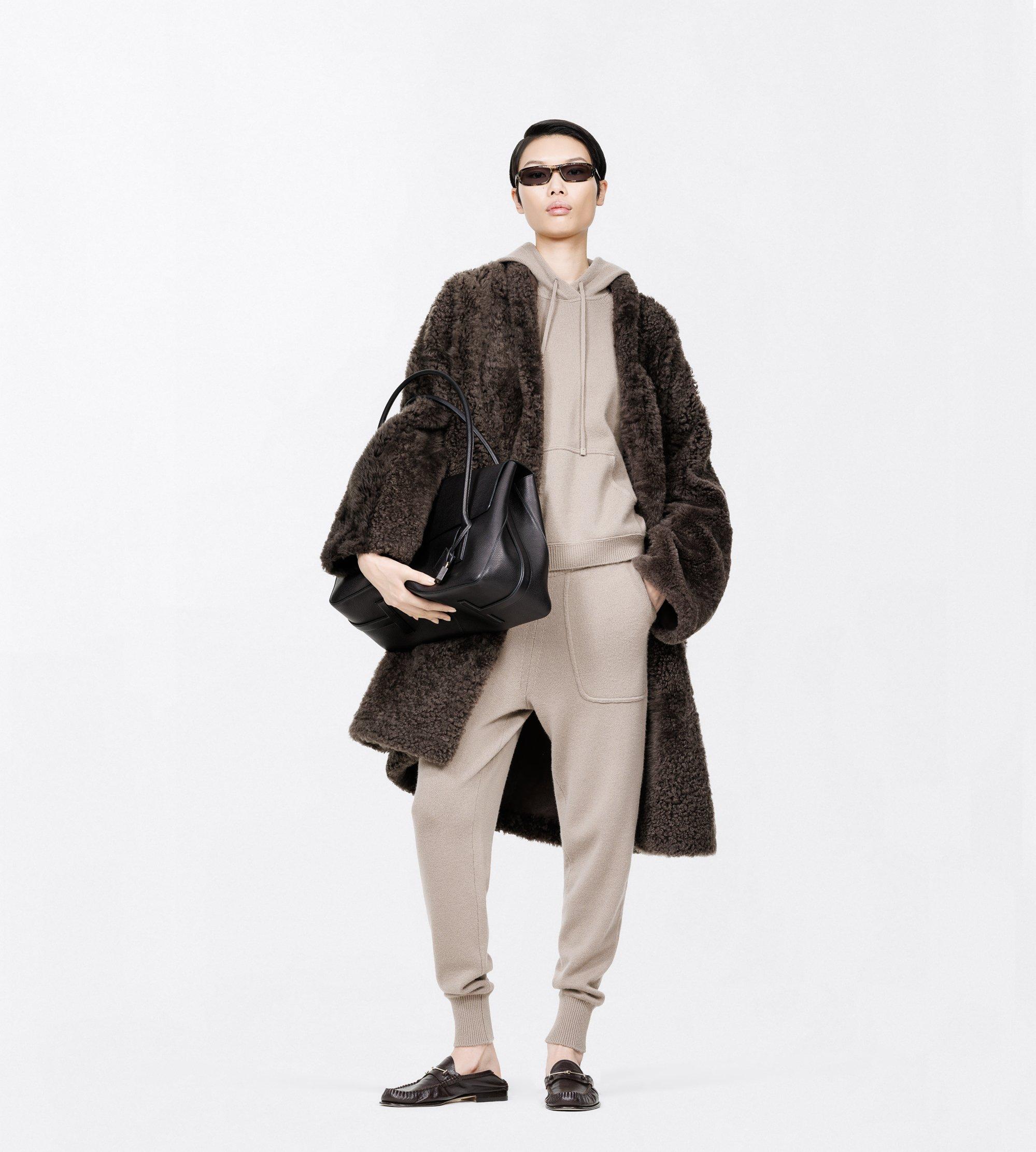 WAVY LAMB SHEARLING REVERSIBLE COCOON COAT