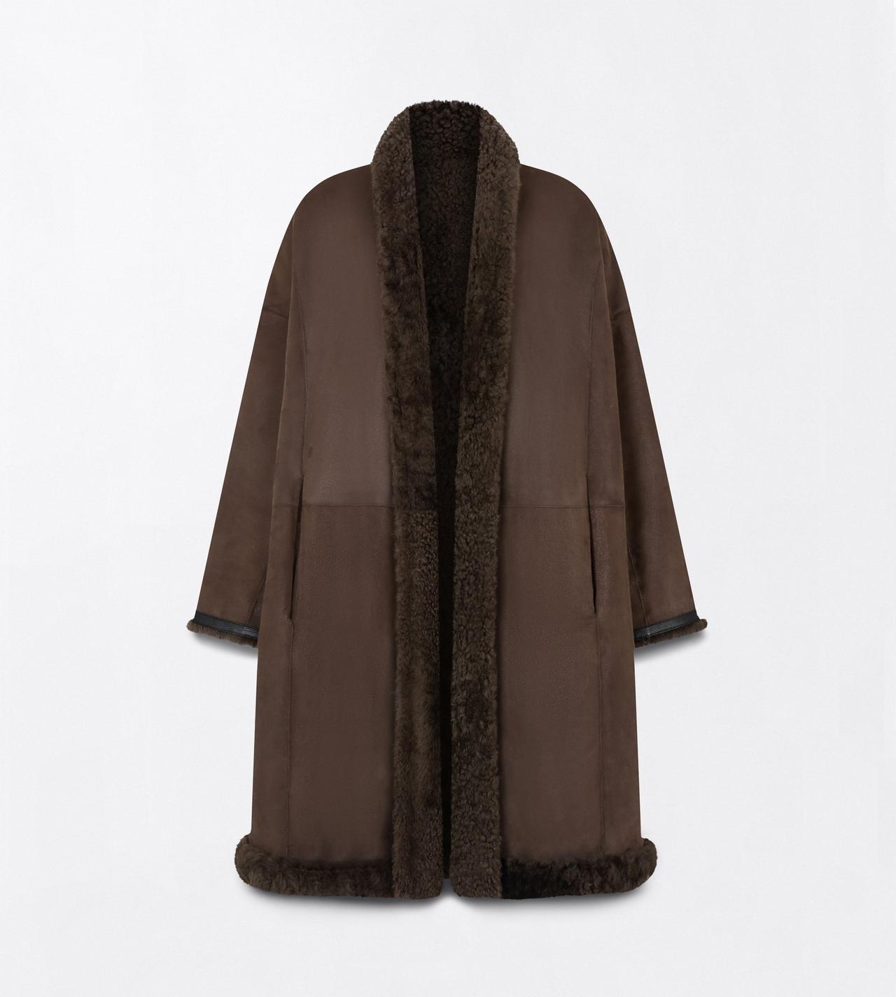 TOM FORD SHEARLING COFFEE+ BLACK WAVY LAMB SHEARLING REVERSIBLE COCOON COAT