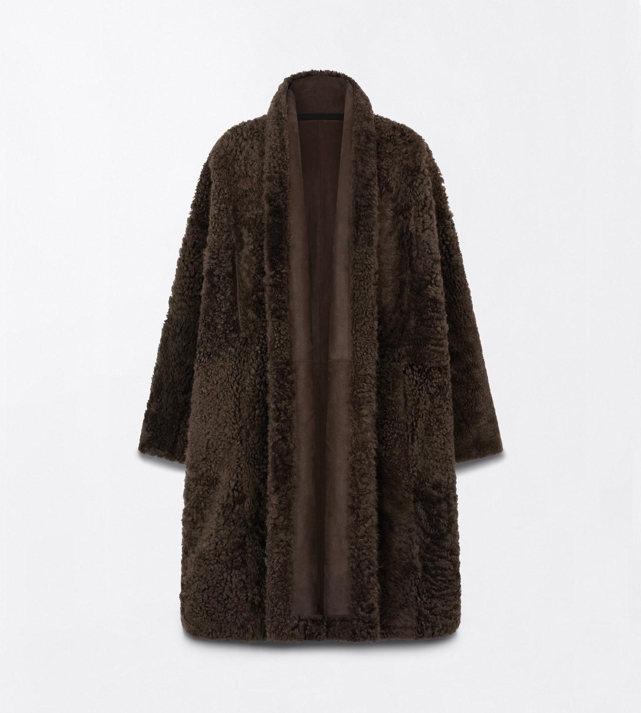 TOM FORD SHEARLING COFFEE+ BLACK WAVY LAMB SHEARLING REVERSIBLE COCOON COAT