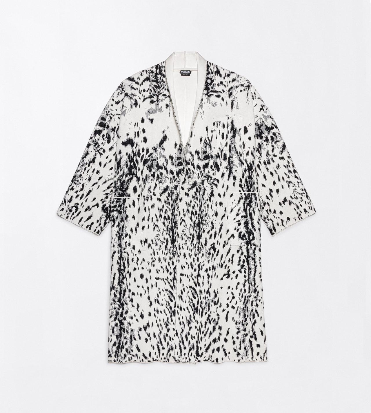 TOM FORD VELVET WHITE/BLACK+WHITE LYNX JACQUARD VELVET OVERSIZED SCULPTURAL COAT