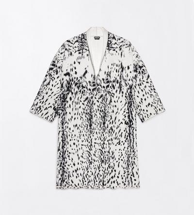 TOM FORD VELVET WHITE/BLACK+WHITE LYNX JACQUARD VELVET OVERSIZED SCULPTURAL COAT