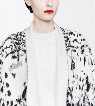 TOM FORD VELVET WHITE/BLACK+WHITE LYNX JACQUARD VELVET OVERSIZED SCULPTURAL COAT