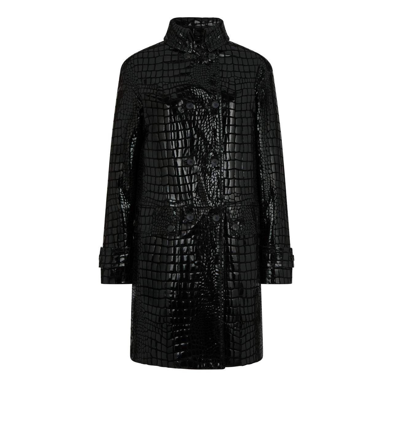 PRINTED CROC LEATHER DOUBLE BREASTED COAT image number 0