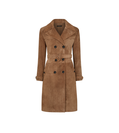 CASHMERE SUEDE DOUBLE BREASTED TRENCH COAT image number 0