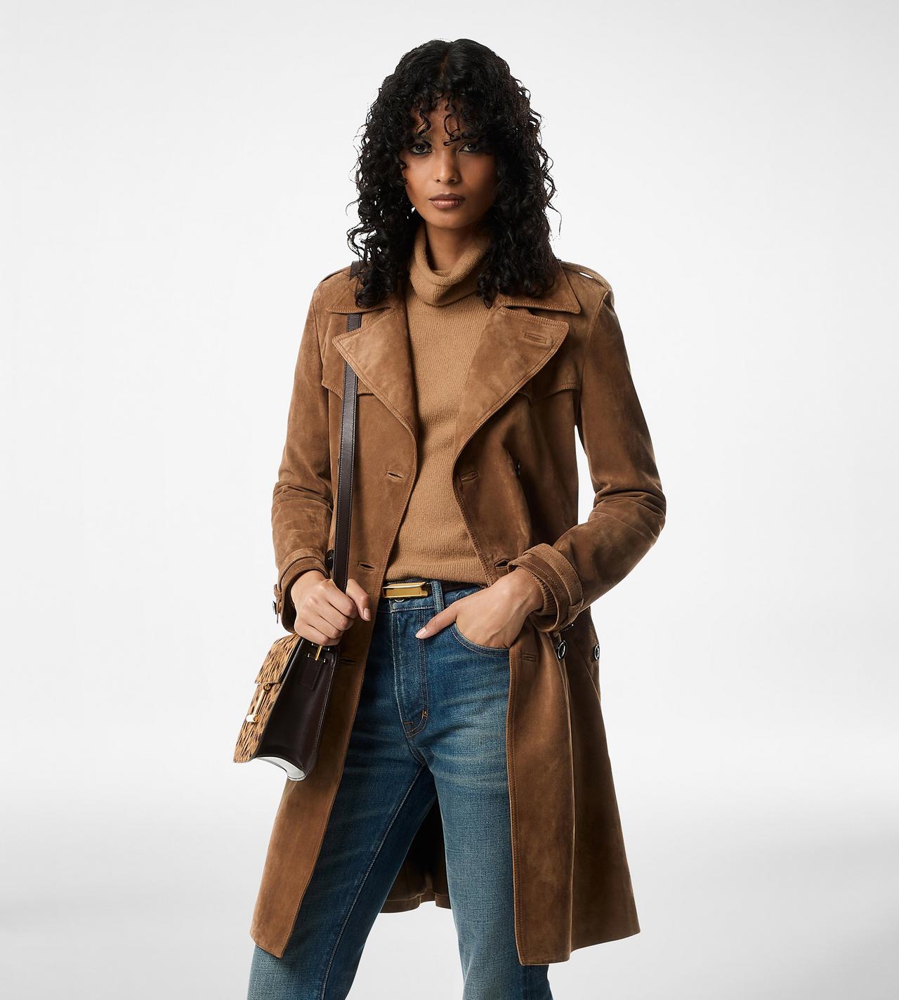 Suede trench store coat womens