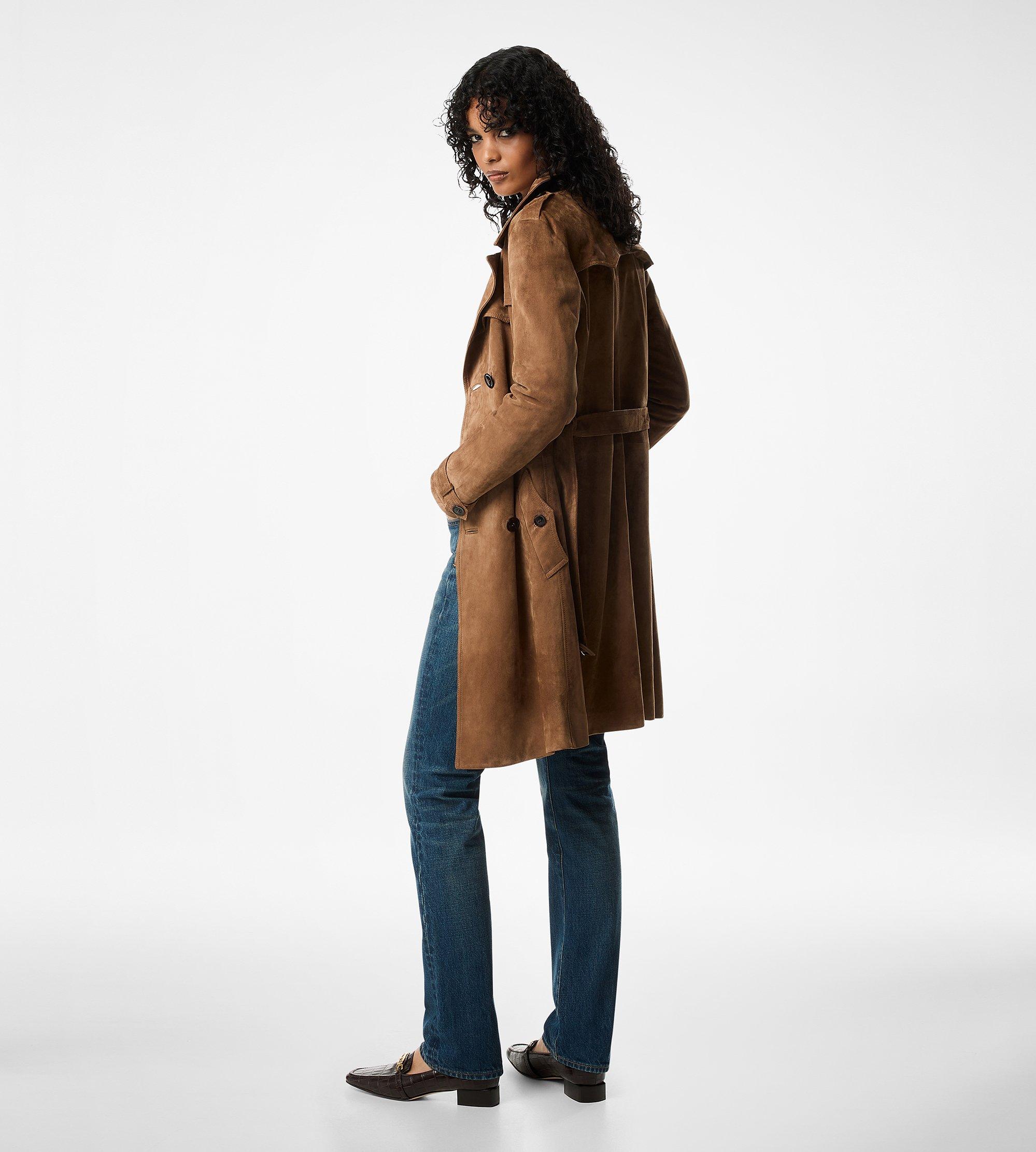 Suede Trench Coat with Horn Buttons | Billy Reid