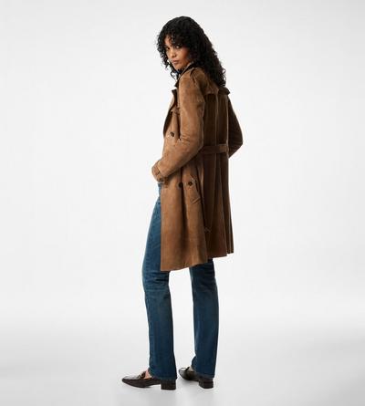CASHMERE SUEDE DOUBLE BREASTED TRENCH COAT image number 3