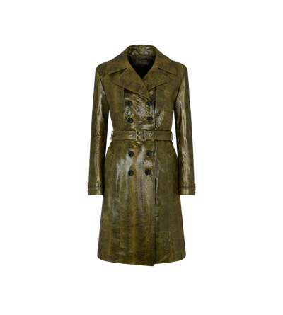 AYERS PRINTED LEATHER TRENCH COAT image number 0