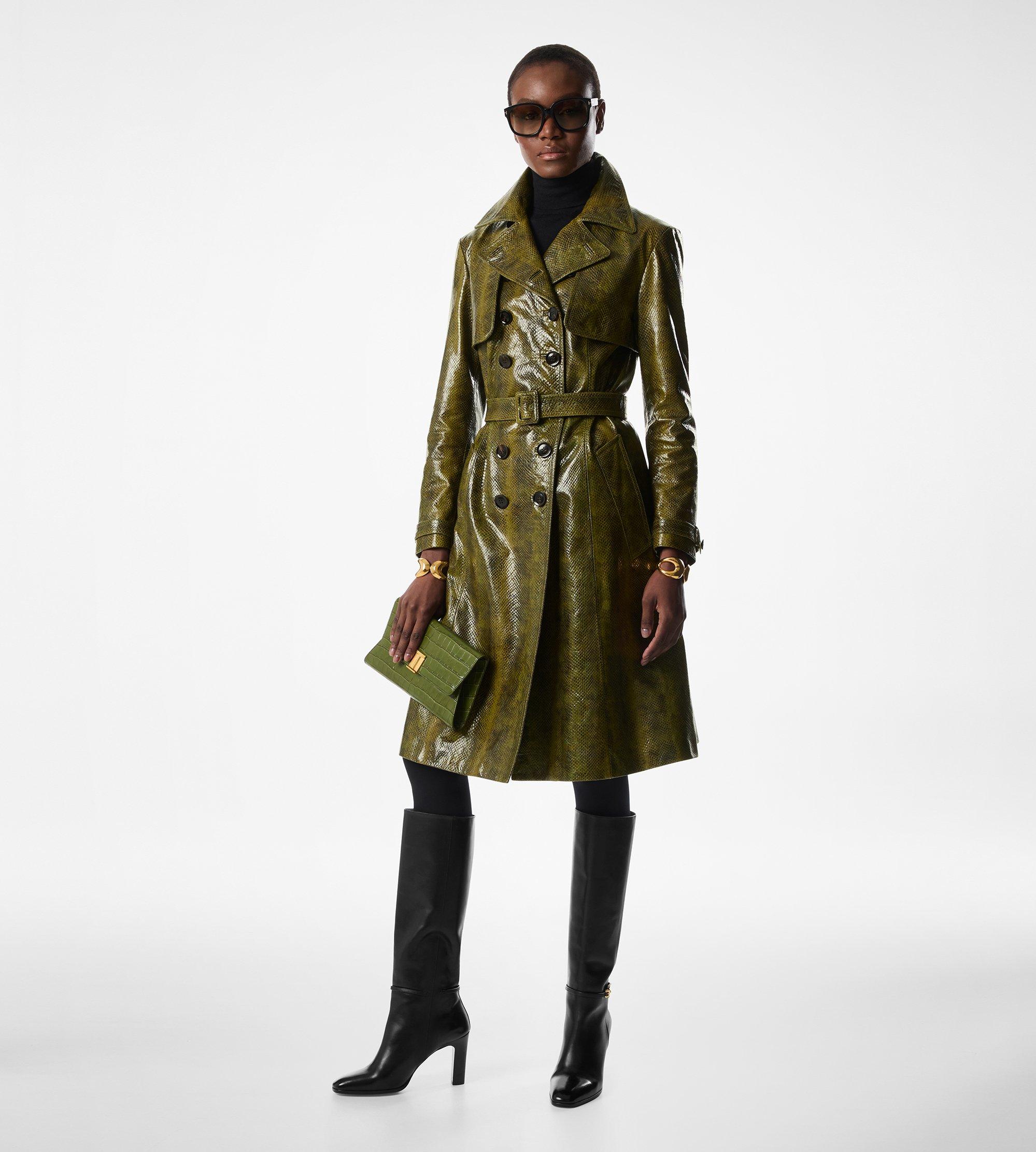 AYERS PRINTED LEATHER TRENCH COAT