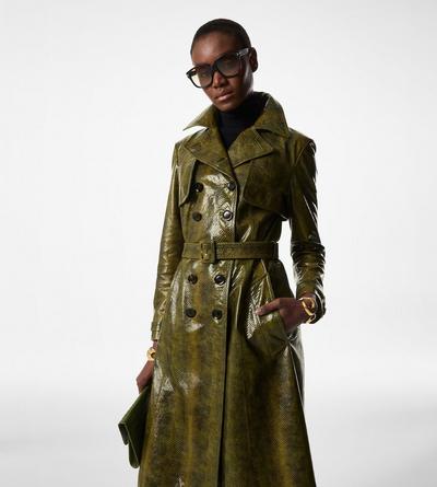 AYERS PRINTED LEATHER TRENCH COAT image number 1