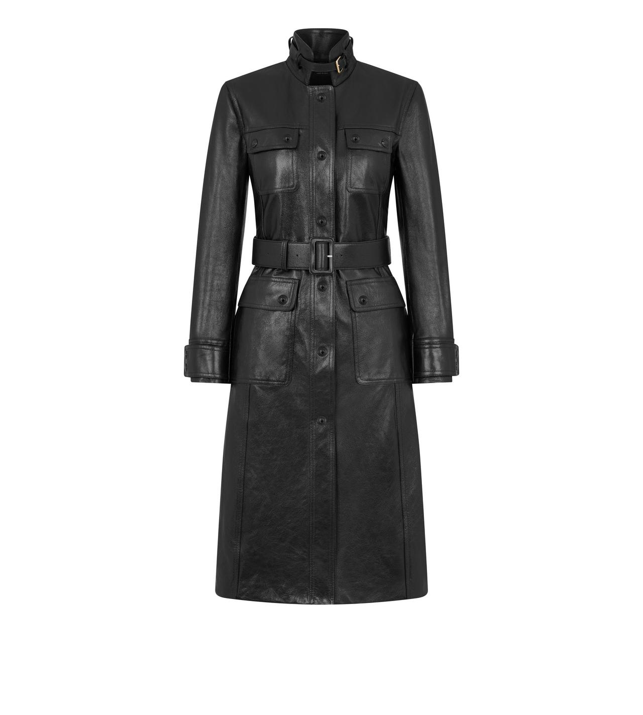 GRAIN LUX GOAT LEATHER BELTED COAT image number 0