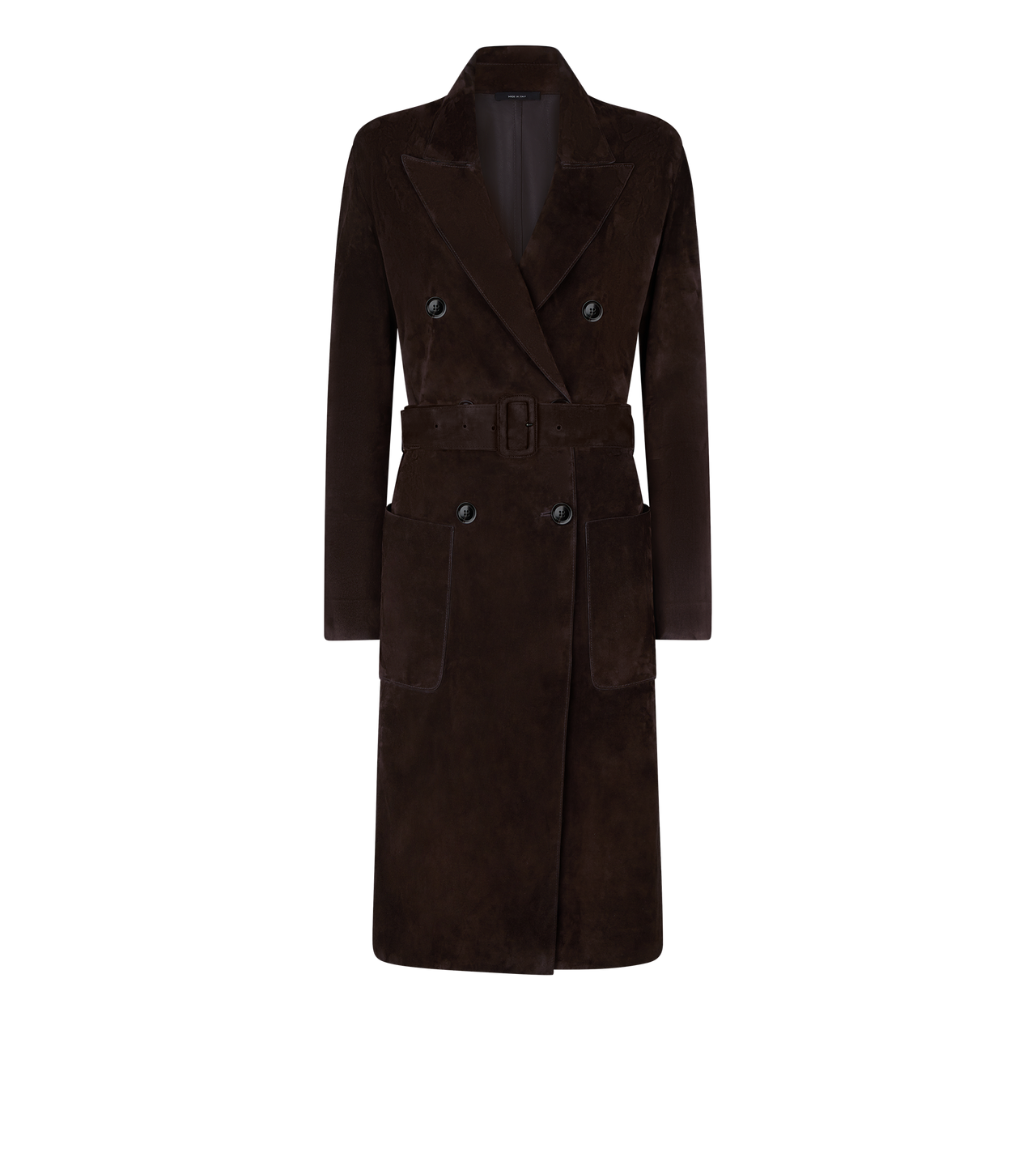 DOUBLE BREASTED BELTED SUEDE COAT image number 0