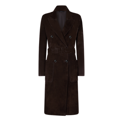 DOUBLE BREASTED BELTED SUEDE COAT | Tom Ford Fashion
