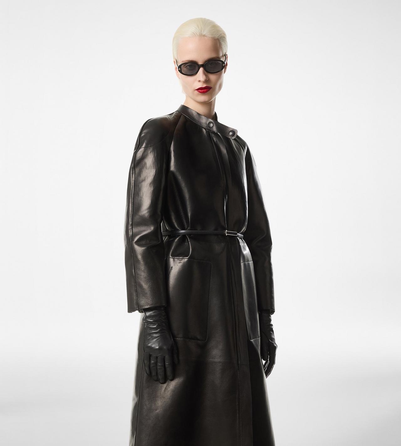 TOM FORD LEATHER BLACK SUPPLE SOFT NAPPA AND WASHED DUCHESSE BIKER COAT