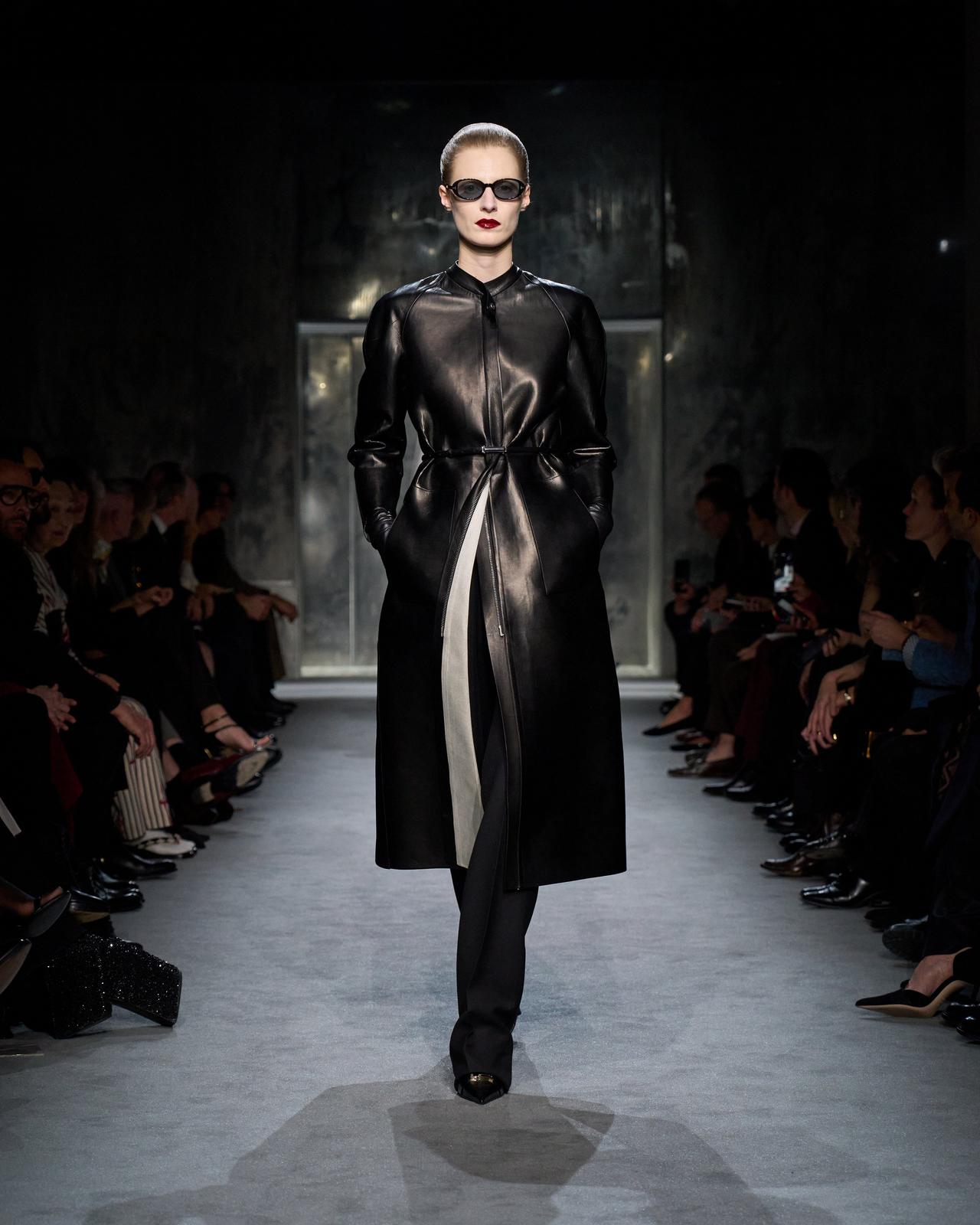 TOM FORD LEATHER BLACK SUPPLE SOFT NAPPA AND WASHED DUCHESSE BIKER COAT