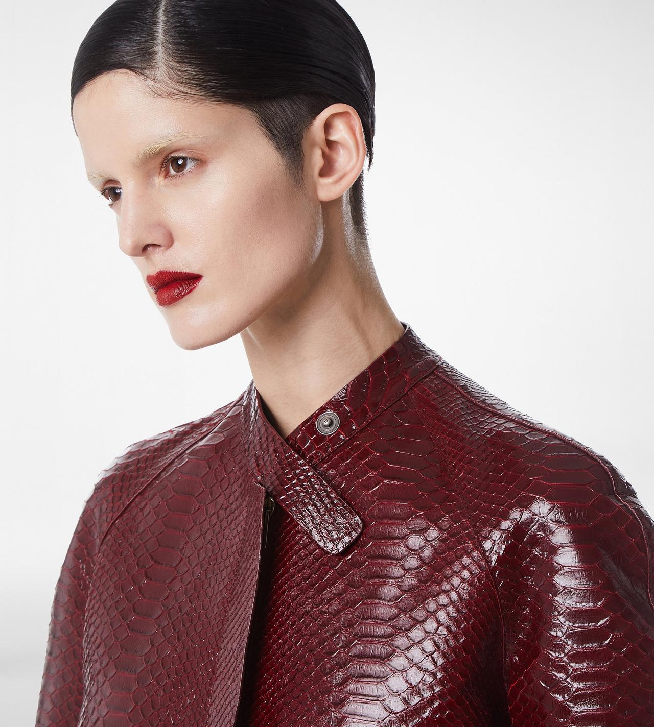 PRINTED LEATHER AND WASHED DUCHESSE BIKER COAT image number 1