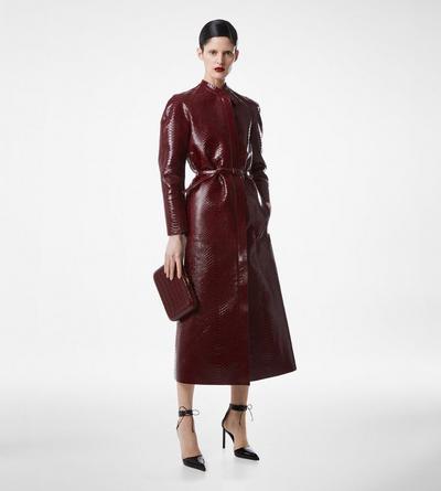 PRINTED LEATHER AND WASHED DUCHESSE BIKER COAT image number 2