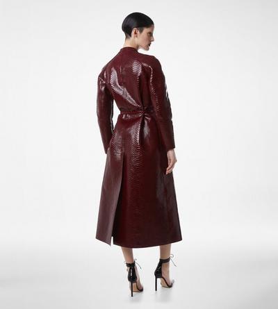 PRINTED LEATHER AND WASHED DUCHESSE BIKER COAT image number 3