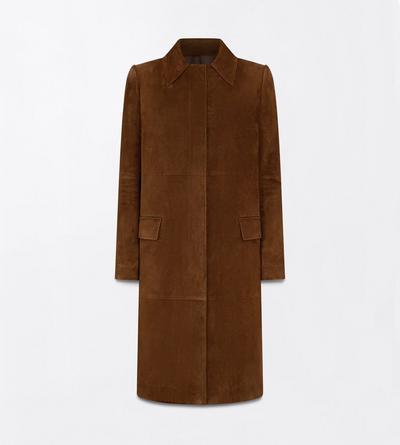 TOM FORD LEATHER LAND BROWN FULL GRAIN LAMB SUEDE MACKINTOSH COAT