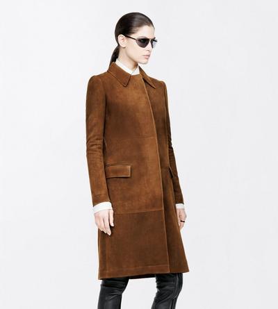 TOM FORD LEATHER LAND BROWN FULL GRAIN LAMB SUEDE MACKINTOSH COAT