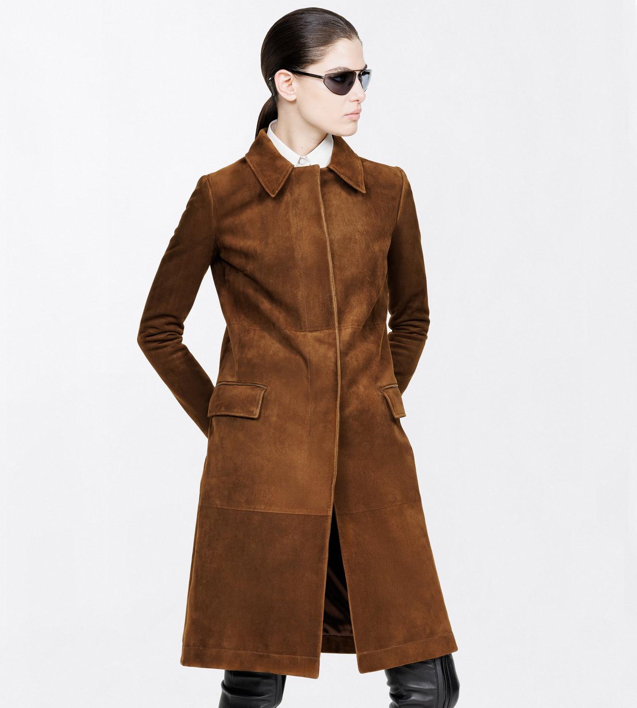 TOM FORD LEATHER LAND BROWN FULL GRAIN LAMB SUEDE MACKINTOSH COAT