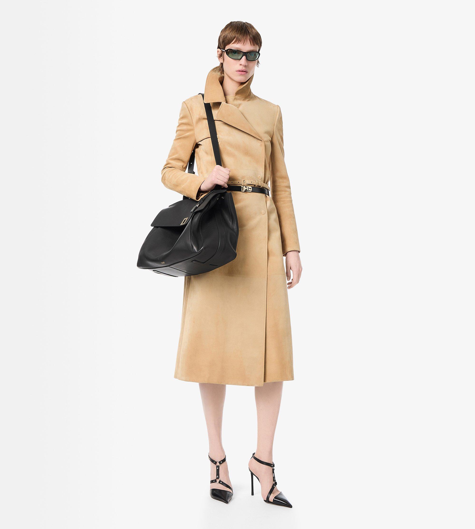 DOUBLE BREASTED SUEDE TRENCH COAT WITH SELF BELT | TOM FORD Fashion