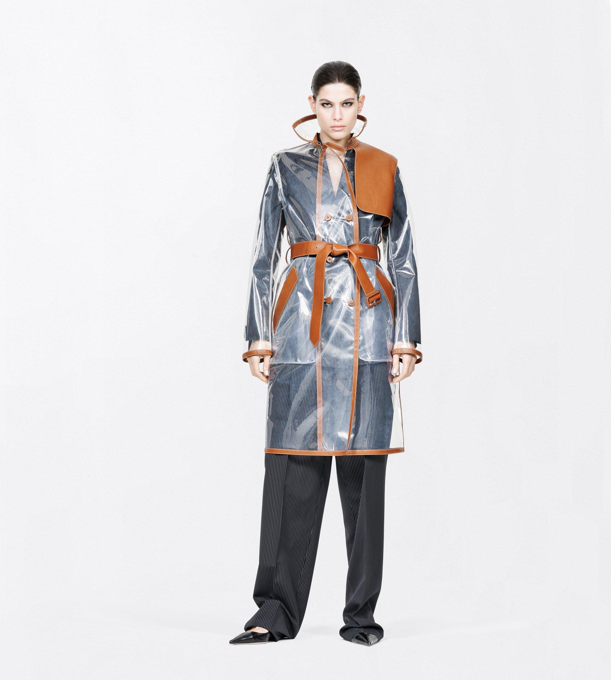 TECHNICAL MATERIAL AND GUANTERIA LEATHER TRENCH COAT