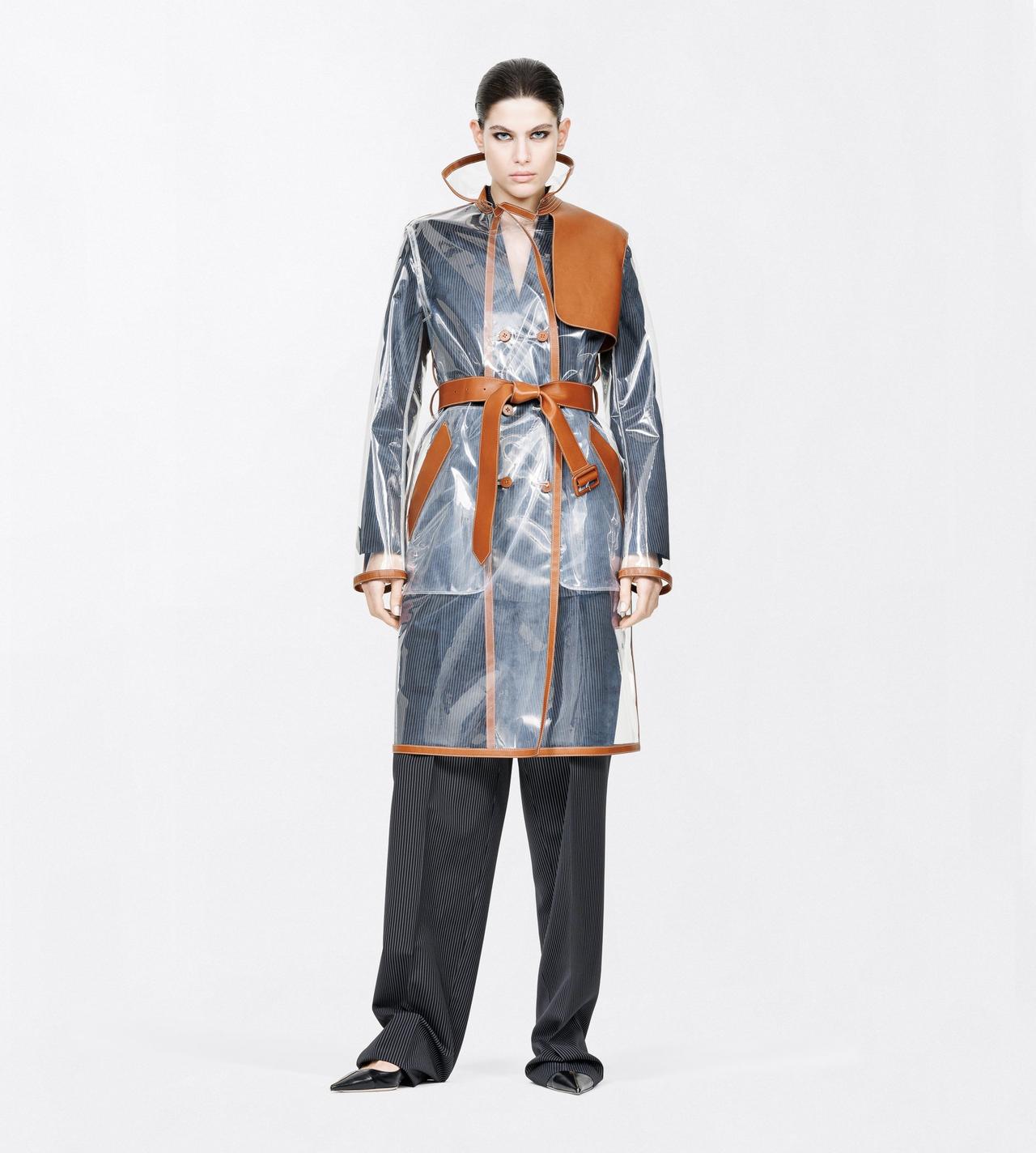 TOM FORD LEATHER COMBO TRANSPARENT & COGNAC TECHNICAL MATERIAL AND GUANTERIA LEATHER TRENCH COAT
