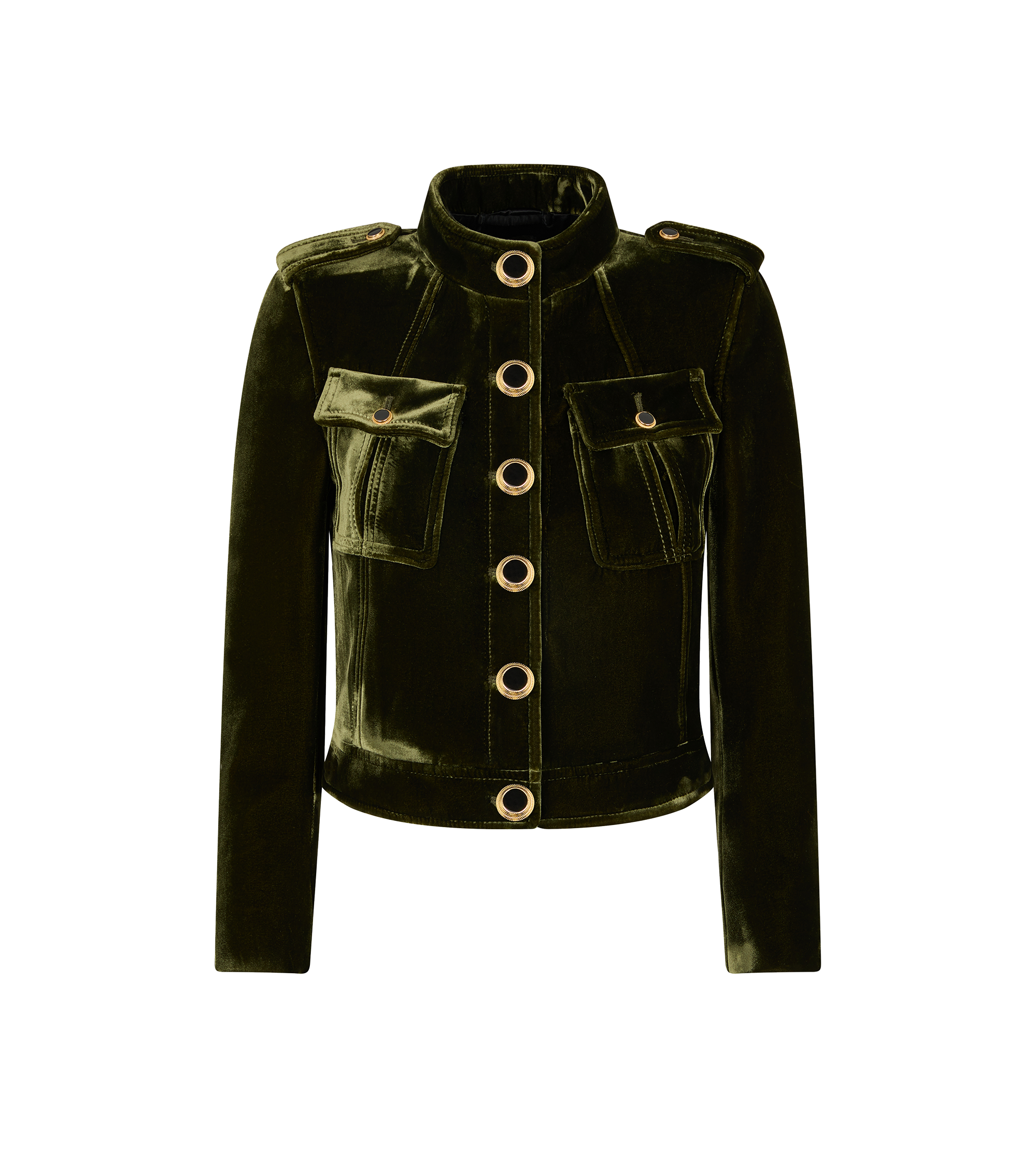 BONDED VELVET MILITARY CHASSEUR JACKET