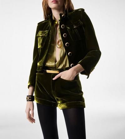 BONDED VELVET MILITARY CHASSEUR JACKET image number 1