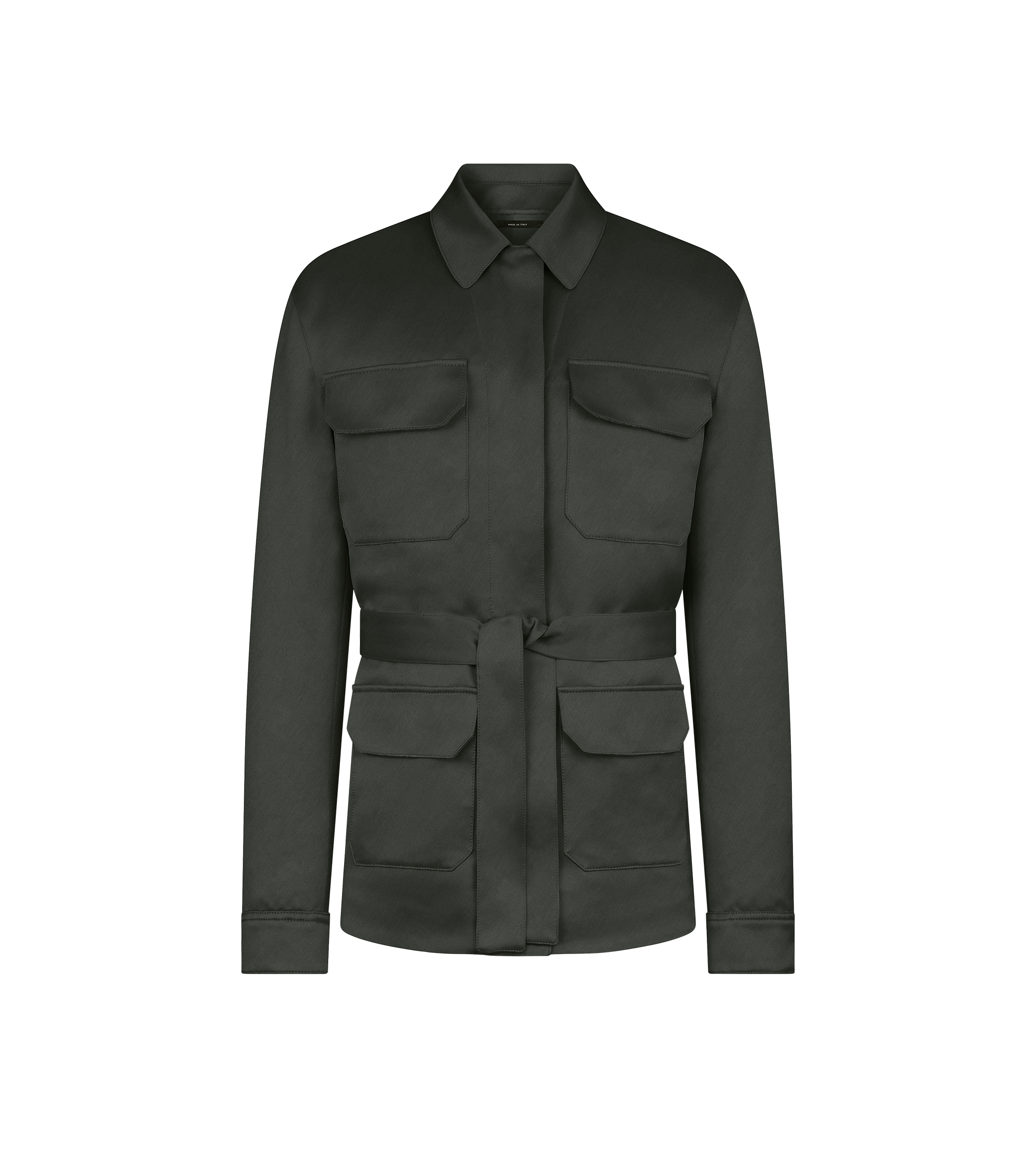 COTTON VISCOSE TWILL BELTED SAFARI JACKET