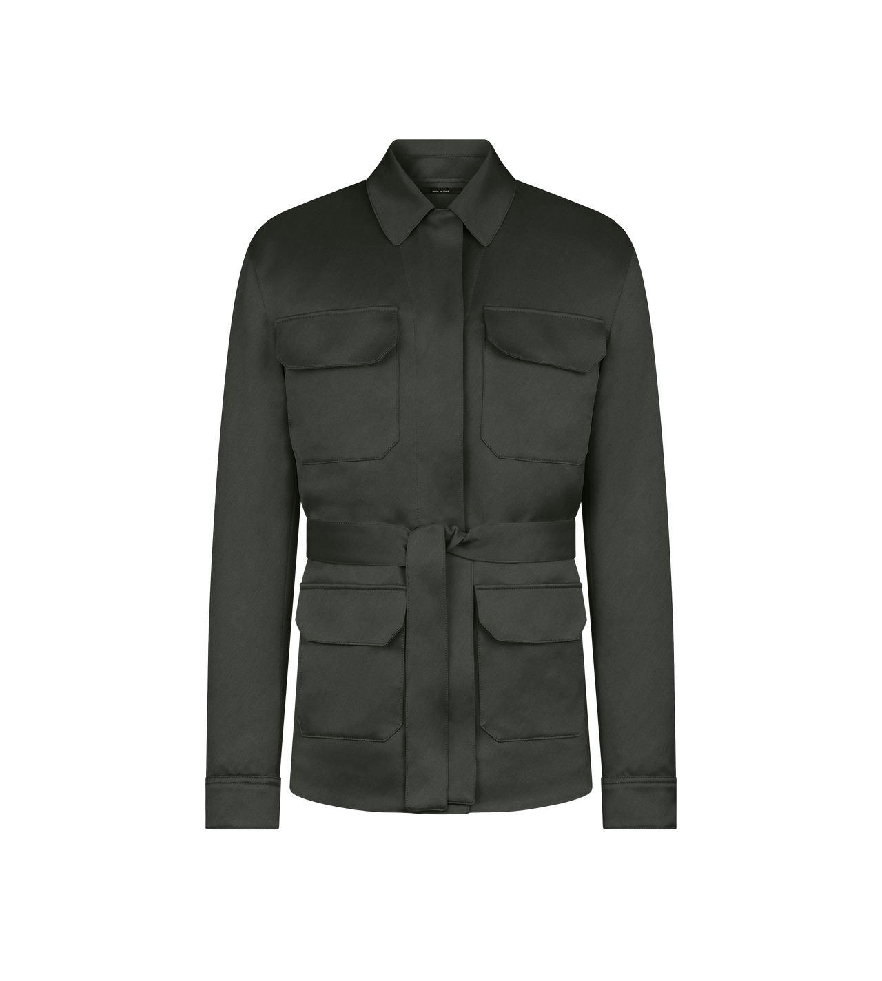COTTON VISCOSE TWILL BELTED SAFARI JACKET image number 0