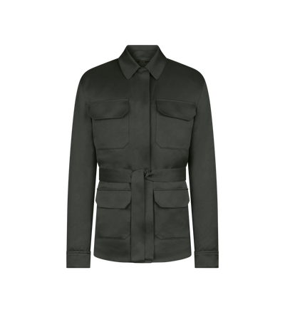 COTTON VISCOSE TWILL BELTED SAFARI JACKET image number 0