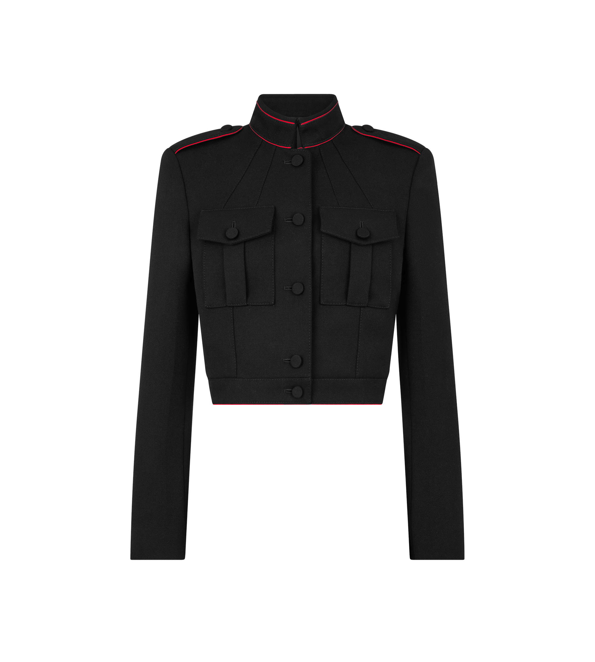 SHARP WOOL GABARDINE OFFICER JACKET WITH PIPING | TOM FORD Fashion