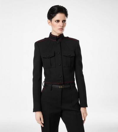 SHARP WOOL GABARDINE OFFICER JACKET WITH PIPING image number 3