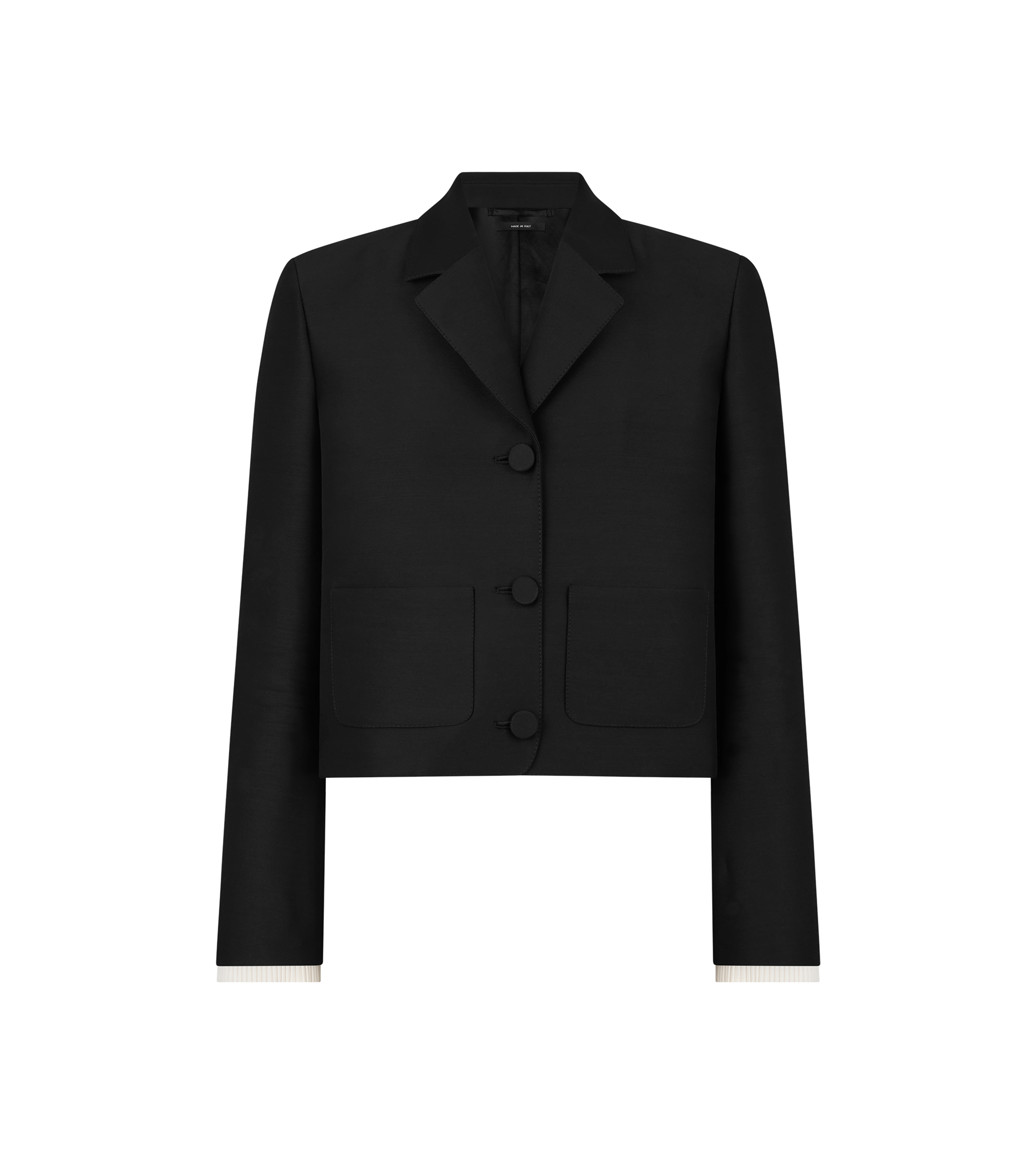 WOOL SILK RADZMIR JACKET WITH PLISSE DETAILS