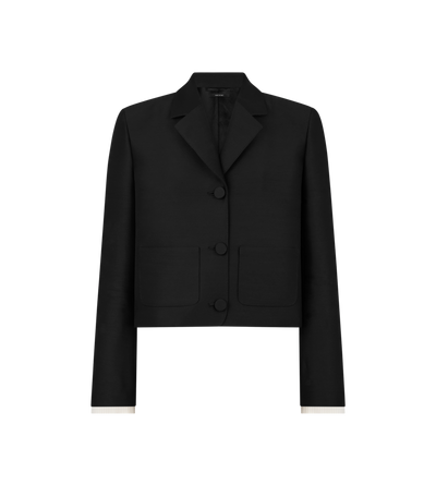 WOOL SILK RADZMIR JACKET WITH PLISSE DETAILS