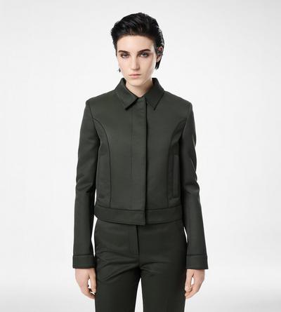 COTTON VISCOSE TWILL BLOUSON WITH PIPING image number 3