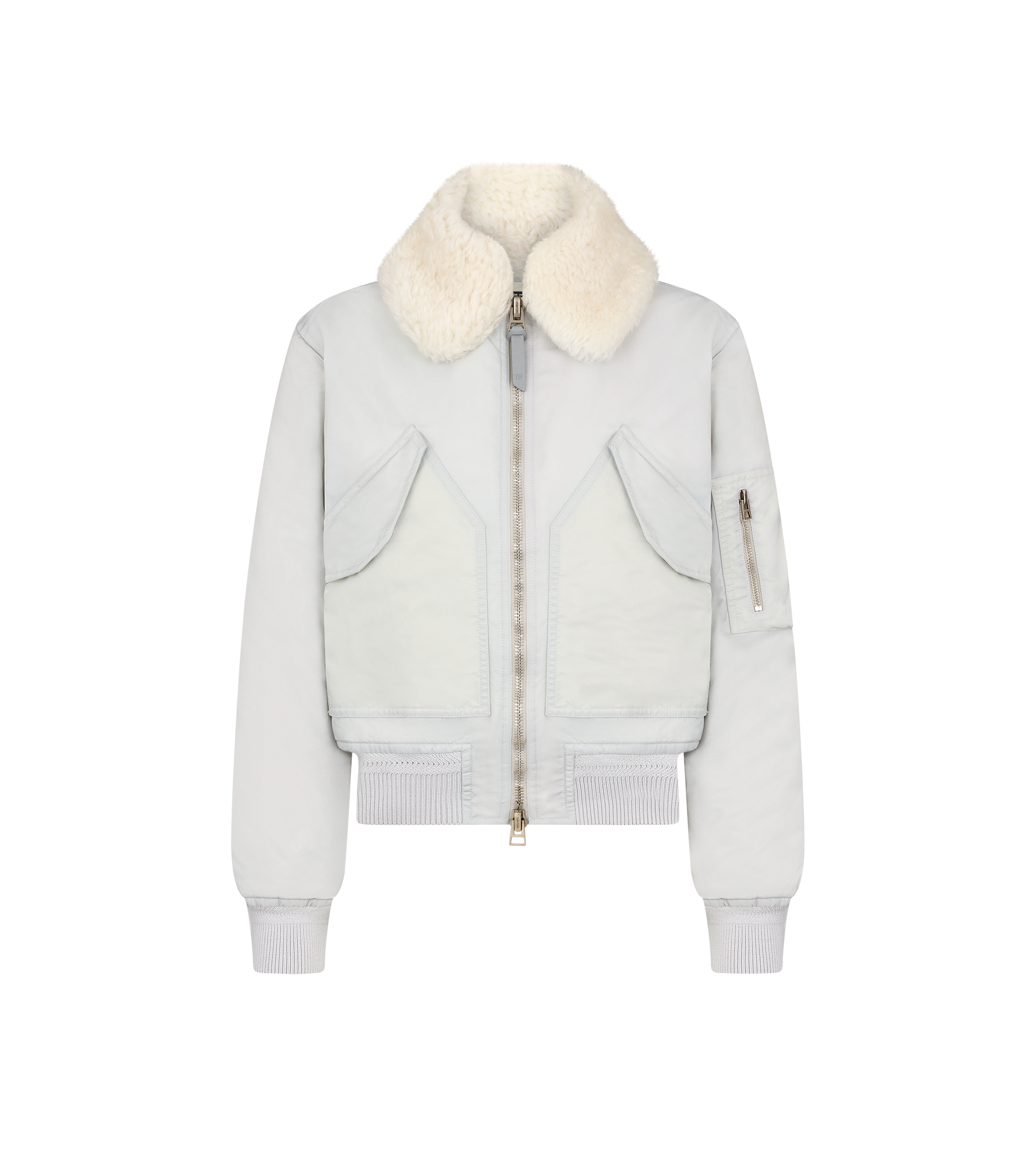 TECHNICAL TWILL FLIGHT BOMBER WITH SHEARLING COLLAR