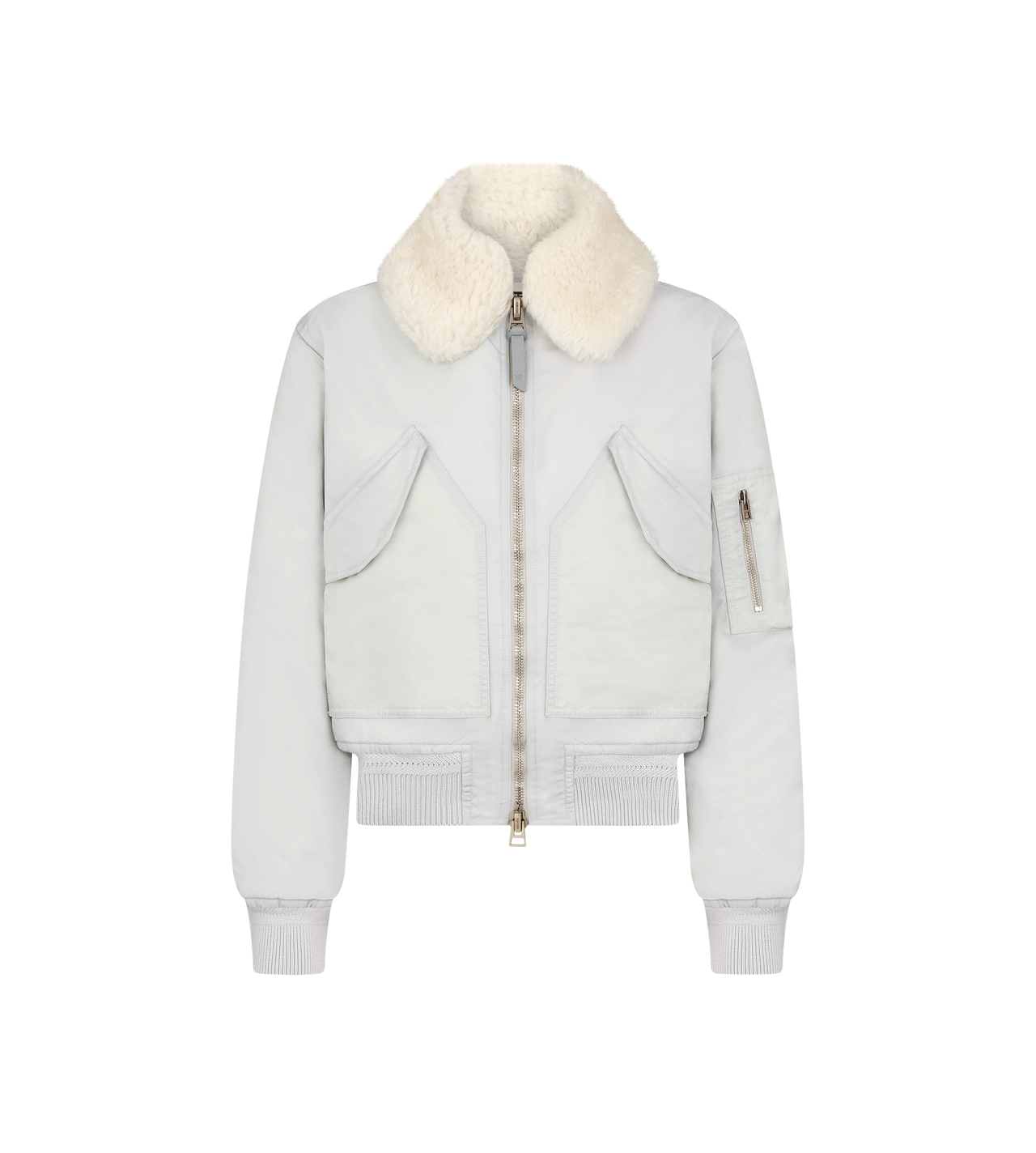 TECHNICAL TWILL FLIGHT BOMBER WITH SHEARLING COLLAR image number 0