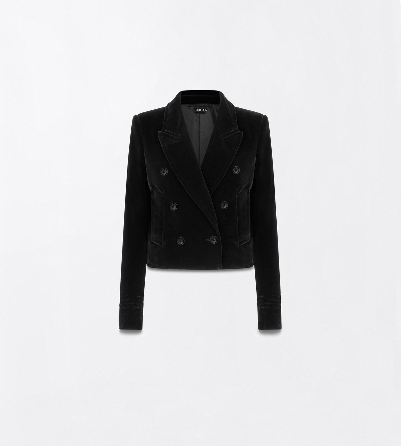 TOM FORD VELVET BLACK COTTON VELVET DOUBLE BREASTED CABAN