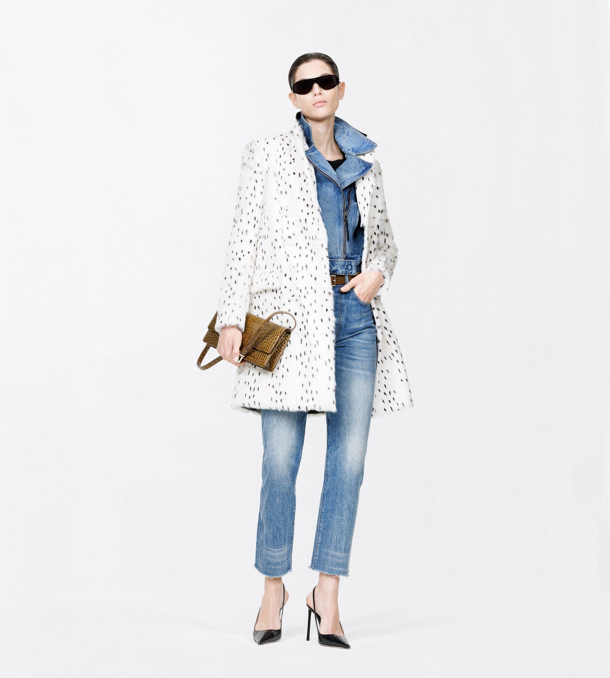 STONEWASHED DENIM BIKER JACKET WITH T-TRIM