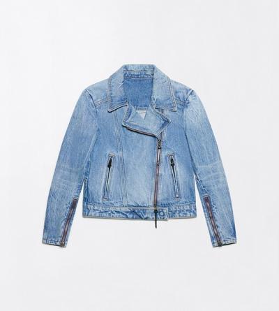 TOM FORD DENIM DENIM STONEWASHED DENIM BIKER JACKET WITH T-TRIM