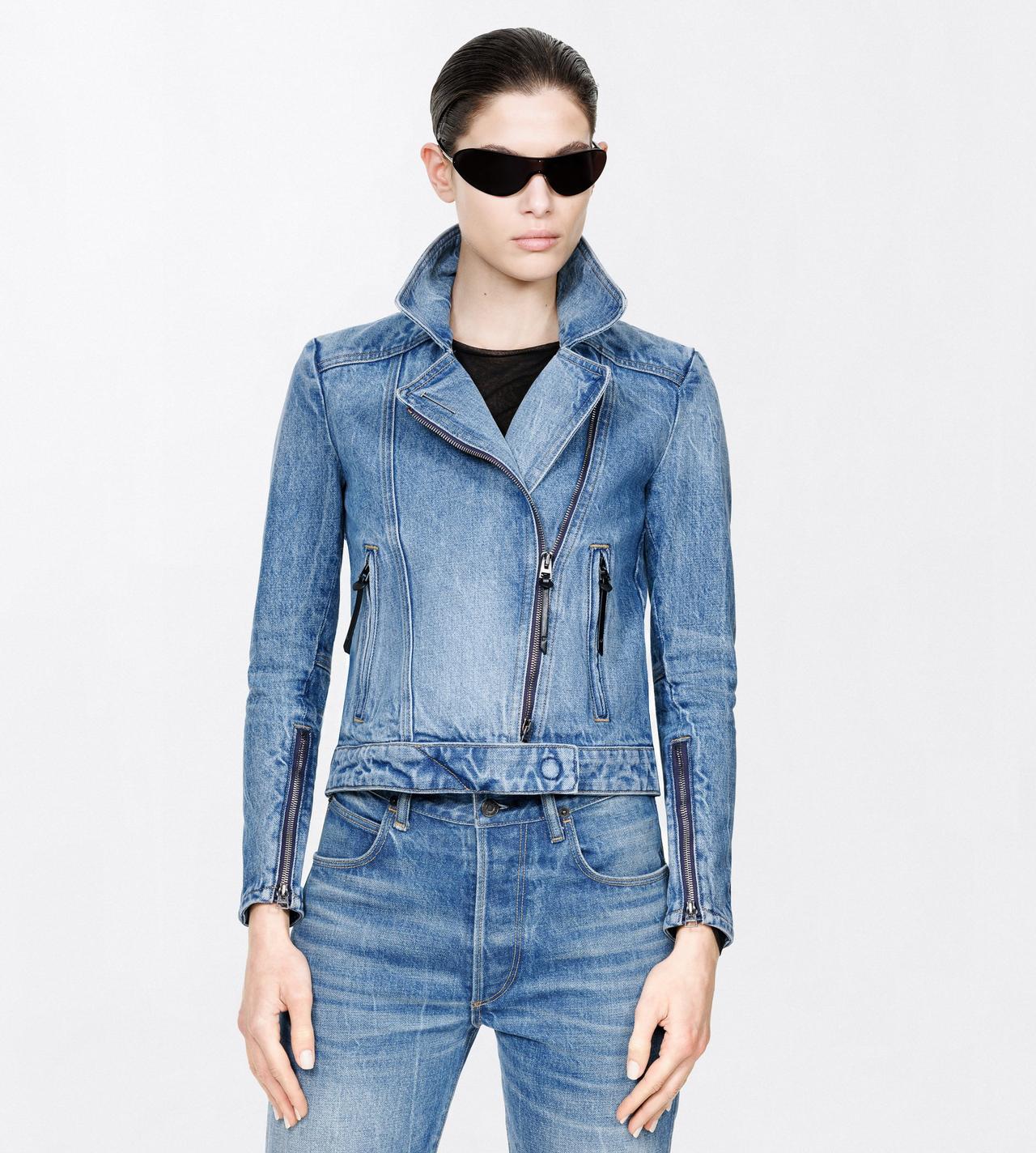 TOM FORD DENIM DENIM STONEWASHED DENIM BIKER JACKET WITH T-TRIM